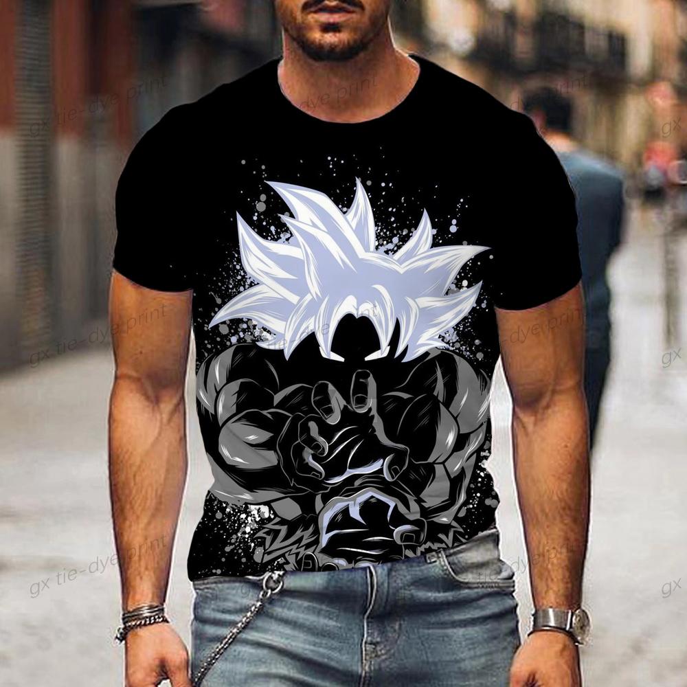 ETST 011 2024 Dragon Ball Z Oversized Heren T-shirt Heren T-shirt Trend Goku Kinder Vegeta Kleding Korte Mouw XL
