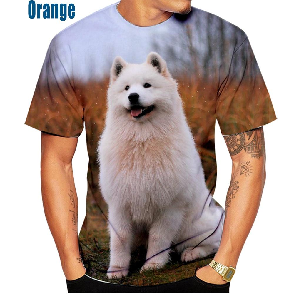 ETST 03 Dier Hond 3D Printen Schattig Samojeed Hond Patroon Heren Korte Mouw T-shirt Tops Persoonlijkheid Casual Neutraal T-shirt 6XL