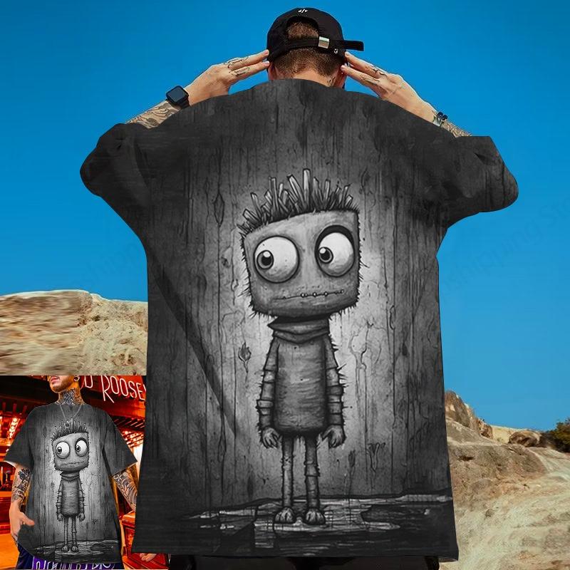 ETST0012 Grappig Monster 3D Print T-shirt Heren Dames Mode Oversized Korte Mouw T-shirt Anime Cartoon Kat Tops Tees Ezel T-shirt Nieuw 4XL