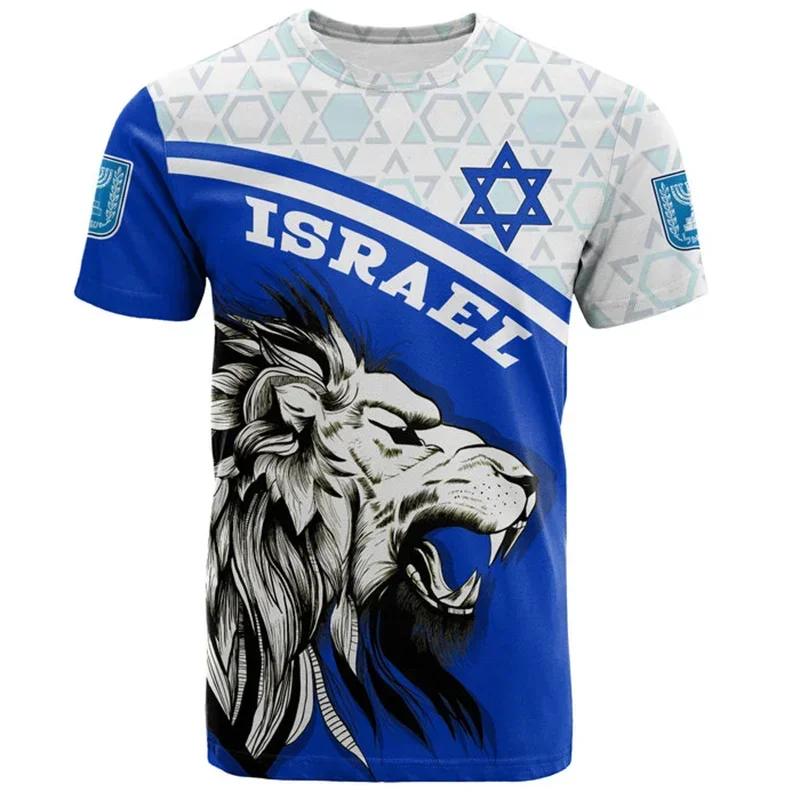 Xuhaijian02 Israël Vlag Heren T-shirt 3D Gedrukt Israëliërs Nationale Embleem Tops Korte Mouw O-hals Oversized Sport Tee Shirt Kleding 6XL