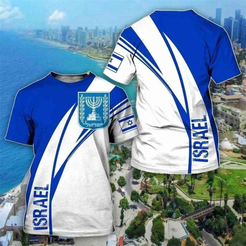 Xuhaijian02 Israël Vlag Heren T-shirt 3D Gedrukt Israëliërs Nationale Embleem Tops Korte Mouw O-hals Oversized Sport Tee Shirt Kleding 6XL