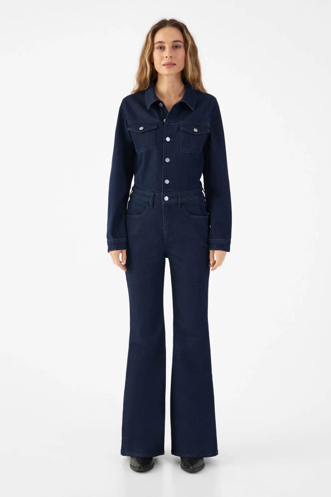 DAWN Damen vegan Overall Flared Grace Rinse Blau