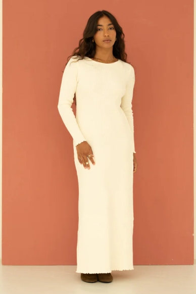 NÃ¤z Damen vegan Kleid Rippe Ella Beige