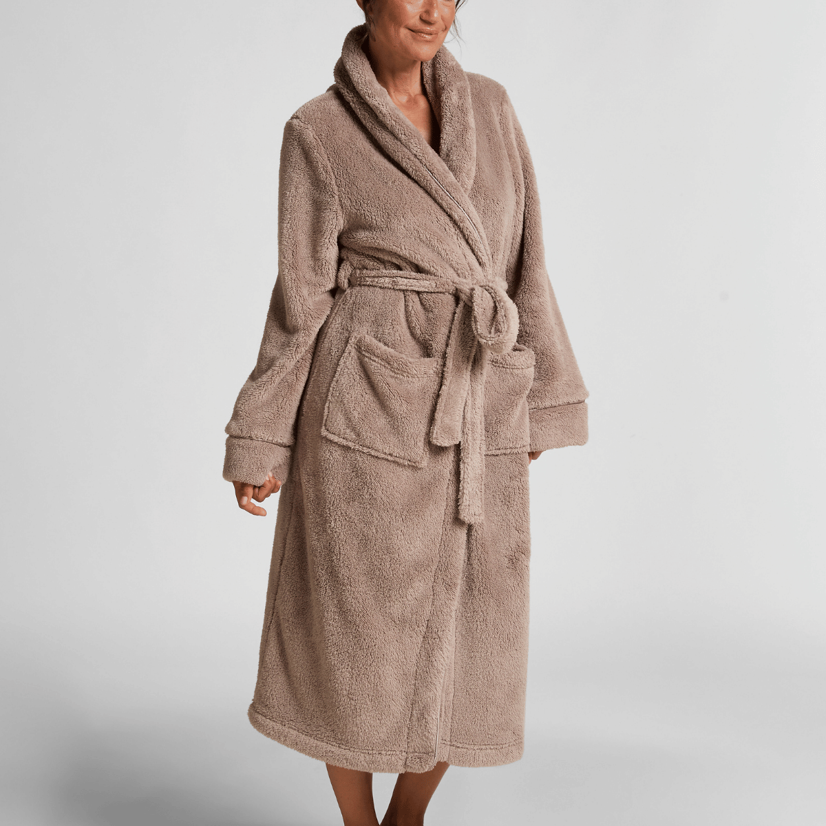 Hunkemöller Fluffy Fleece badjas, bruin
