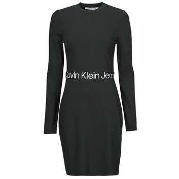 Calvin Klein Jeans Korte Jurk  LOGO ELASTIC MILANO LS DRESS
