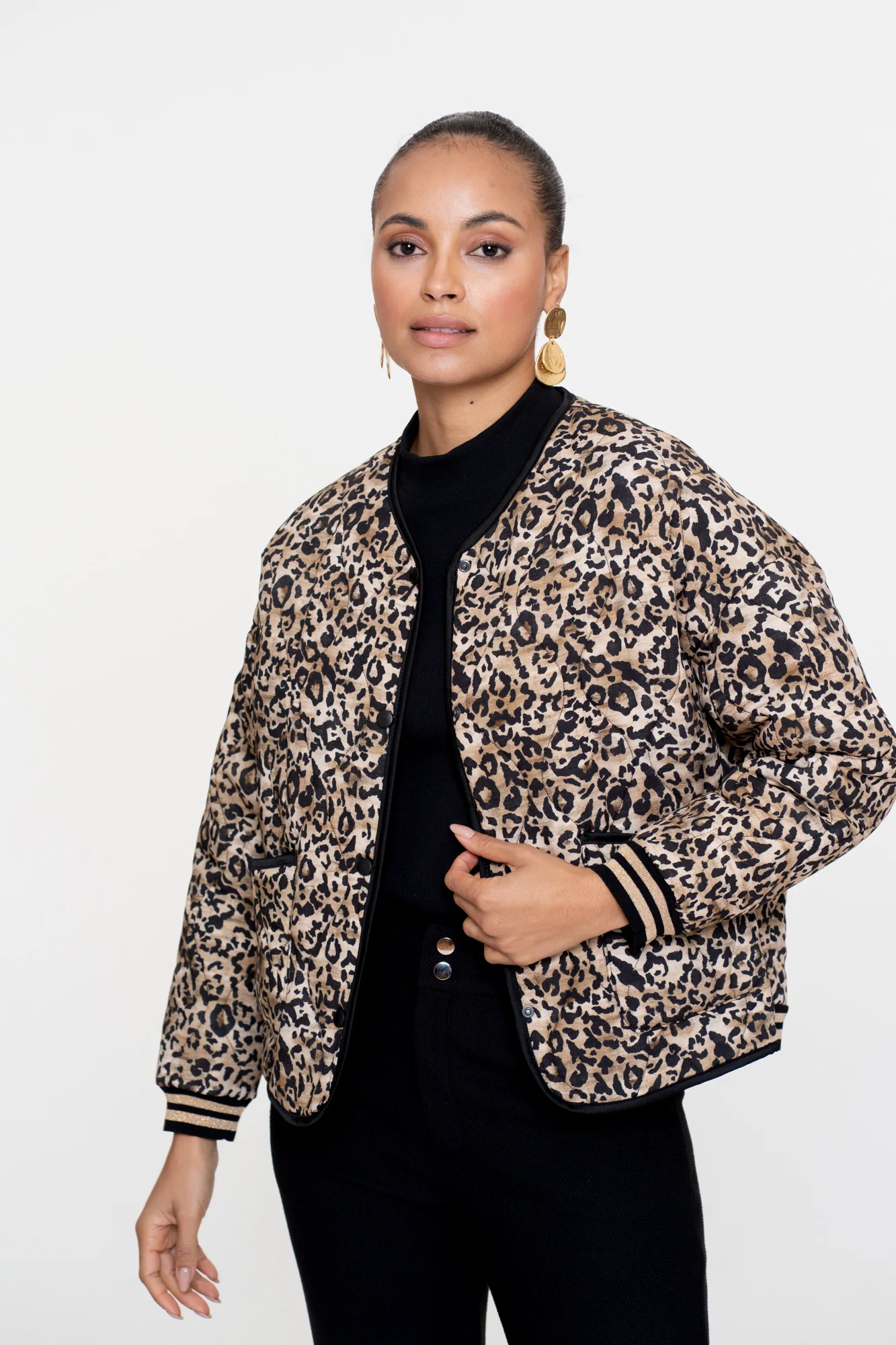 Geisha 55538-70 999 jacket stepped leopard black/sand