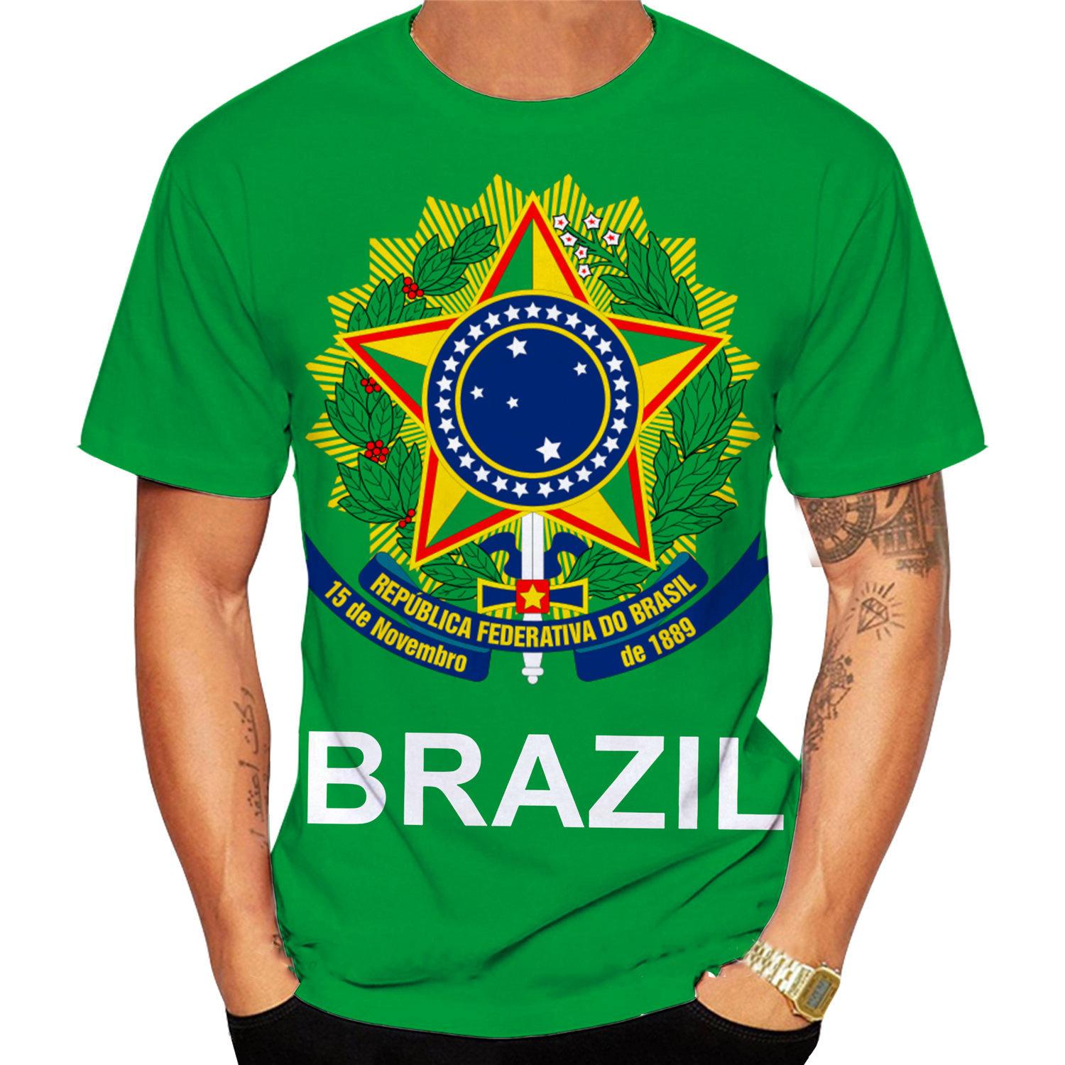 TIP723 Honderdjarig jubileum van Brazilië Heren T-shirt Zomer O Hals Trui Korte Mouw Mode Coole Kleding Braziliaanse Vlag Oversized Herenkleding 3XL