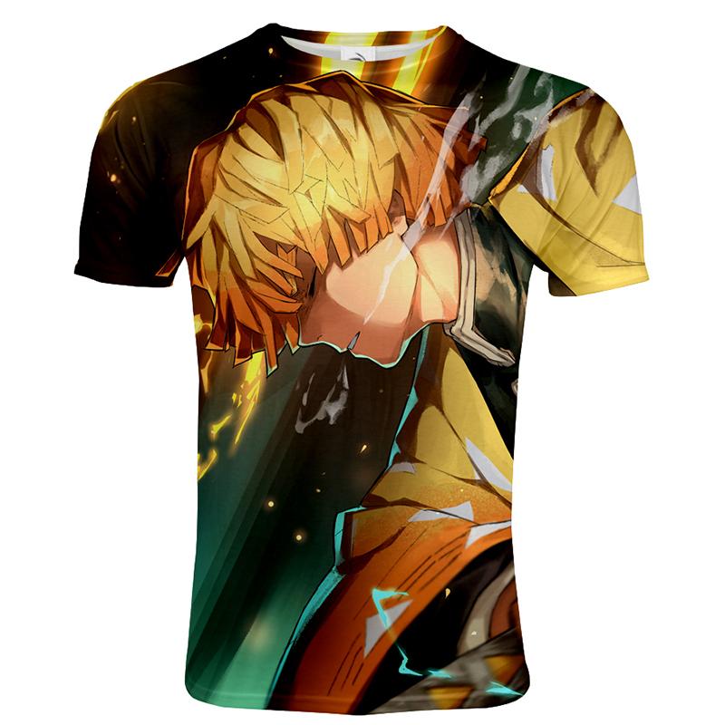 ETST 07 Trendy Anime T-shirt Mannen/Vrouwen Demon Slayer Kimetsu Geen Yaiba 3D Gedrukt T-shirt Casual Tees L