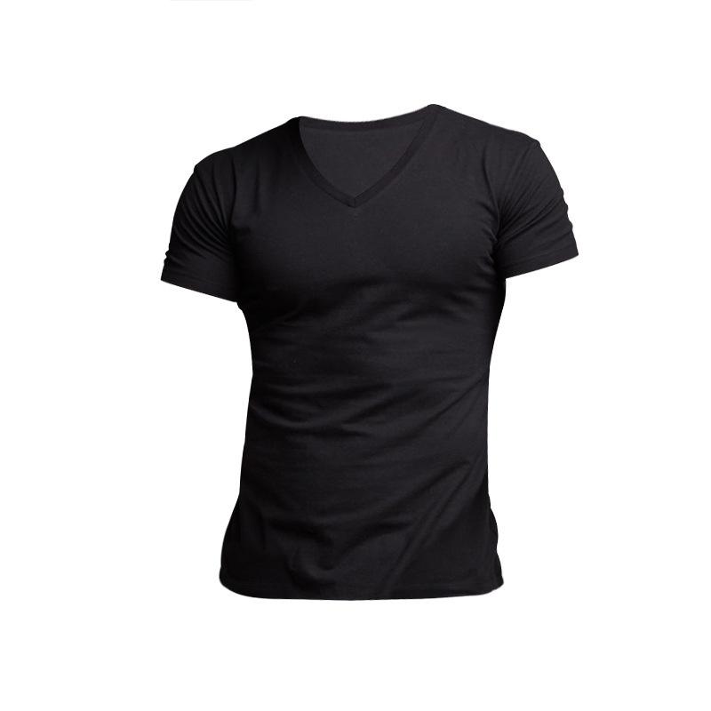 HerSight Zomer-T-shirt voor heren, buiten, effen T-shirt met V-hals, sneldrogend, ademend, zweetafvoerend, top met korte mouwen M