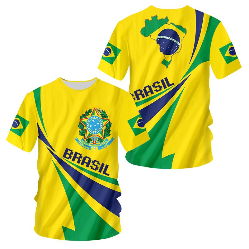 ETST WENDY 005 BRASIL Brasil National Emblem Gedrukt 3D Heren T-shirt Ronde Hals Korte Mouw Fashion Cool Streetwear Plus Size Los shirt 2XL