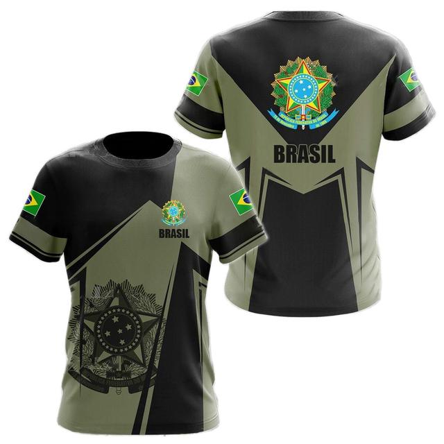 ETST WENDY 005 BRASIL Brasil National Emblem Gedrukt 3D Heren T-shirt Ronde Hals Korte Mouw Fashion Cool Streetwear Plus Size Los shirt XL