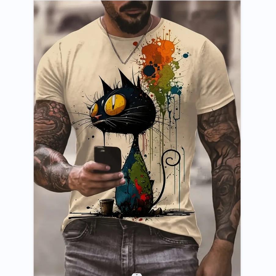 TIP723 Mode Leuke Cartoon Zomer Heren T-shirts Lichtgewicht Ademend Casual Kinderen Ronde Hals Mouw Kort Streetwear Oversized Tops L