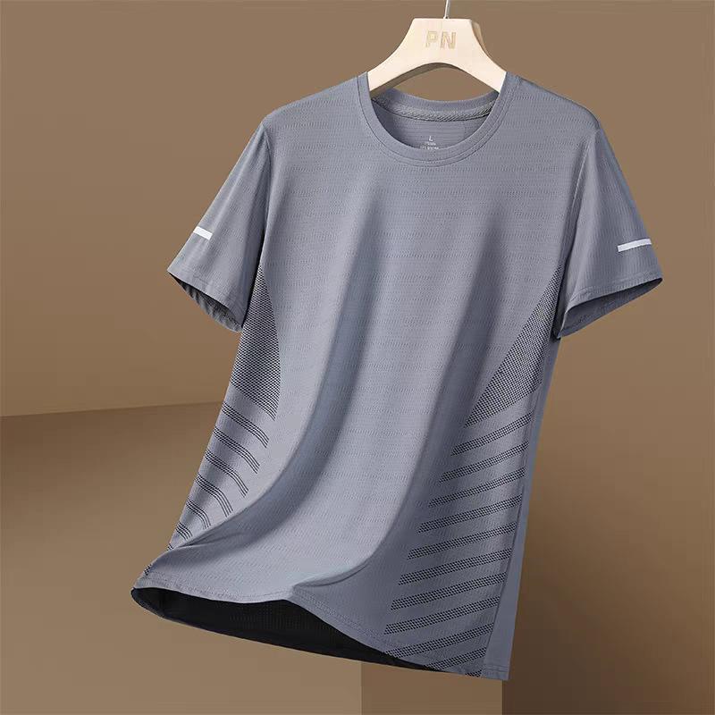 Milost Zomer Running Sport Tee Mode Sneldrogend Materiaal Korte mouwen Tops Casual O-hals Los T-shirt Outdoor Fitness Heren T-shirt 2XL
