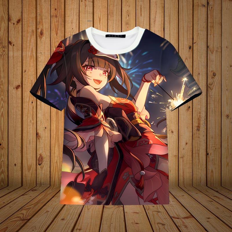 Laoxu Nieuwste Game Honkai Star Rail Himeko Sparkle Print T-shirts 3D Heren/Dames Casual Korte mouwen Tee Kindertop Oversized Streetwear M