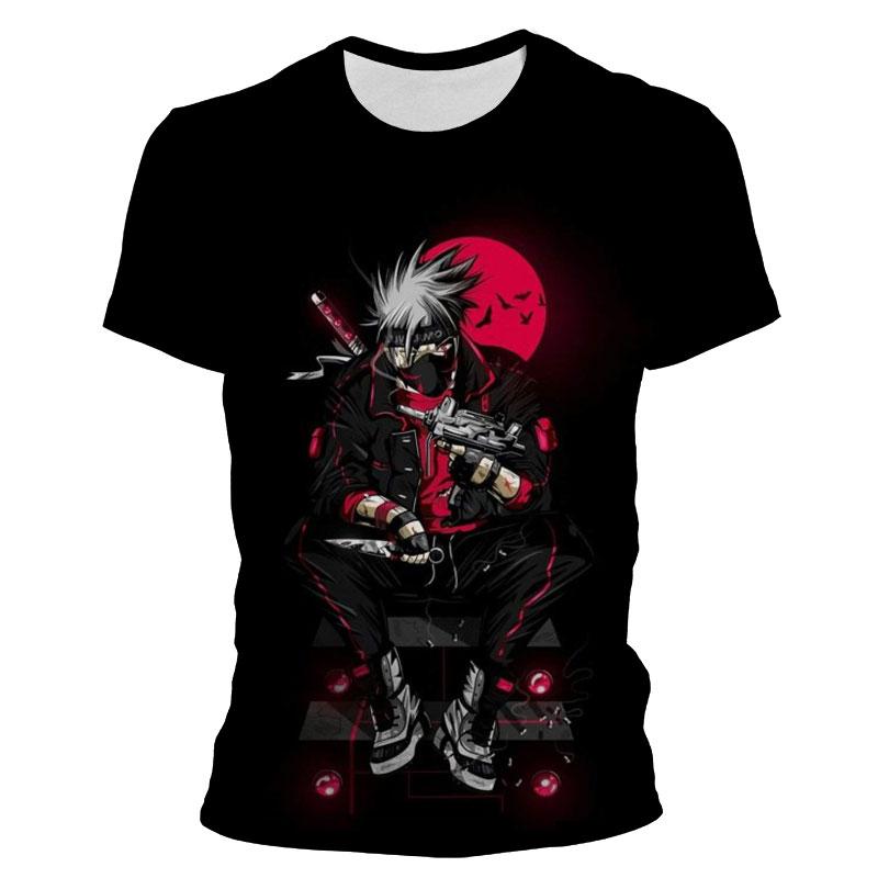 Etst 003 Nieuwe mode heren T-shirt Naruto Kakashi Cartoon Anime kinderen T-shirts zomer korte mouwen vrouwen oversized kleding tops 140cm