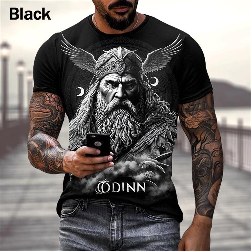 Laoxu Zomer Viking Warriors grafische 3D-print T-shirt Nordic Style Heren Oversized Korte Mouw Tops Tees Heren Designer Kleding 6XL