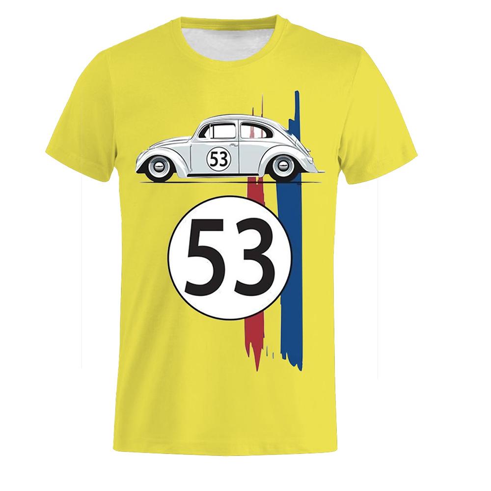 HerSight Kever 53 Nummer T-shirt Heren Auto Korte Mouw Eenvoudige Herbie Tees T-shirts Rally Auto Mannelijk Zwart Bedrukt 3D t-shirt XL