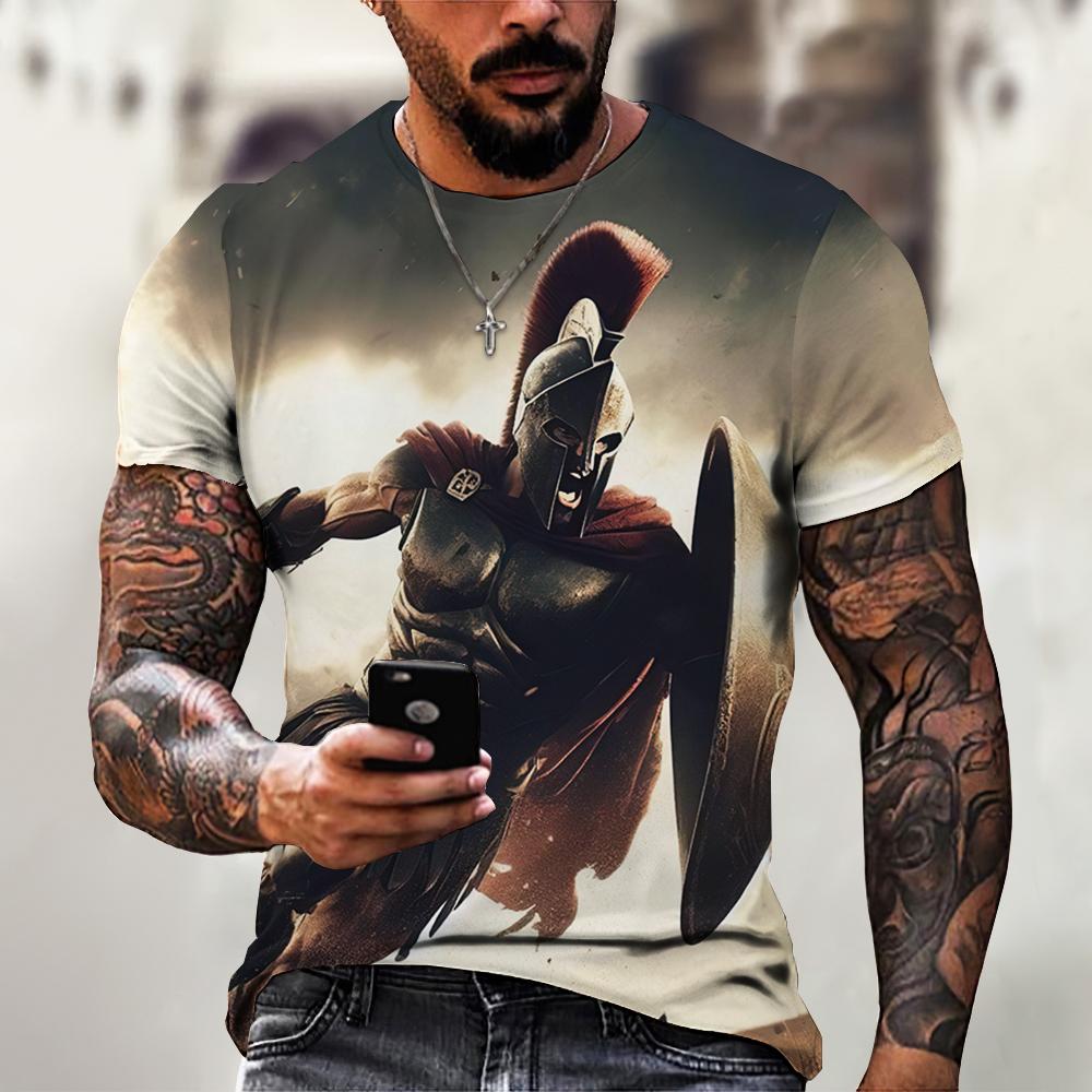 ETST 07 Sparta Grafische Tee Heren T-shirt voor Mannen Kleding Oversized T-shirt Man T-shirt 3D Print Zomer Tops Casual Korte Mouw straat S