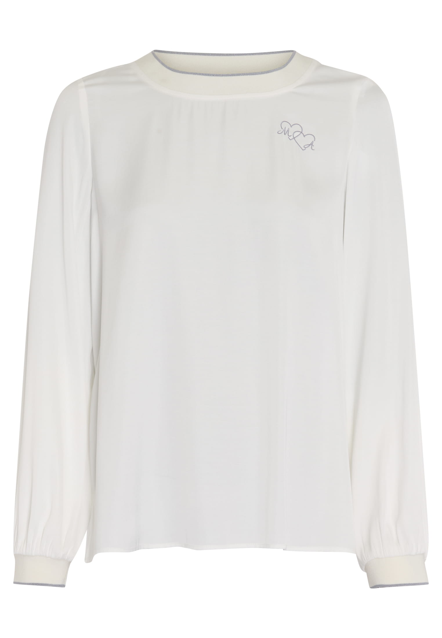 MARC AUREL Satin Top mit Strick-Bündchen