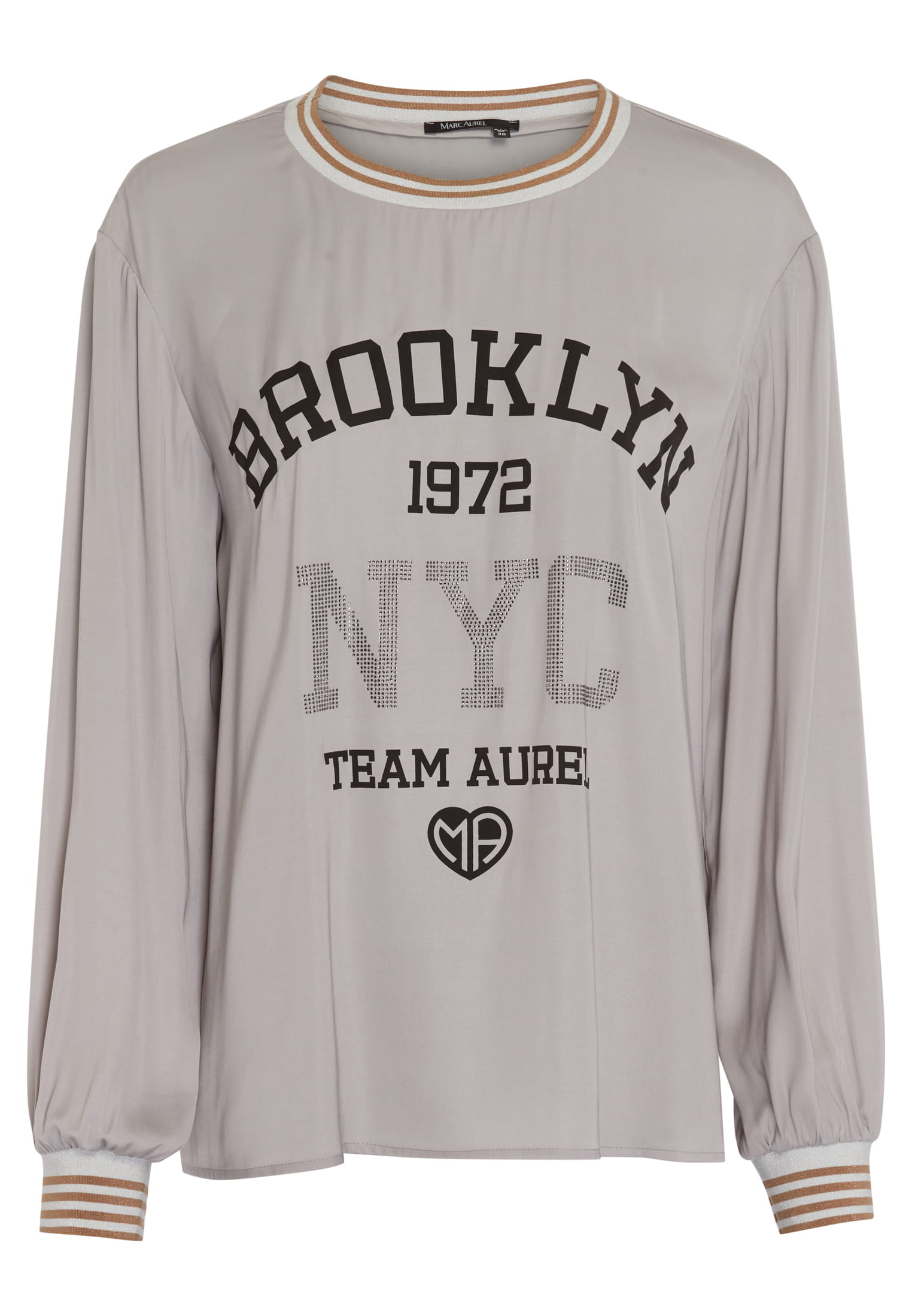 MARC AUREL Satin-Top mit College-Print