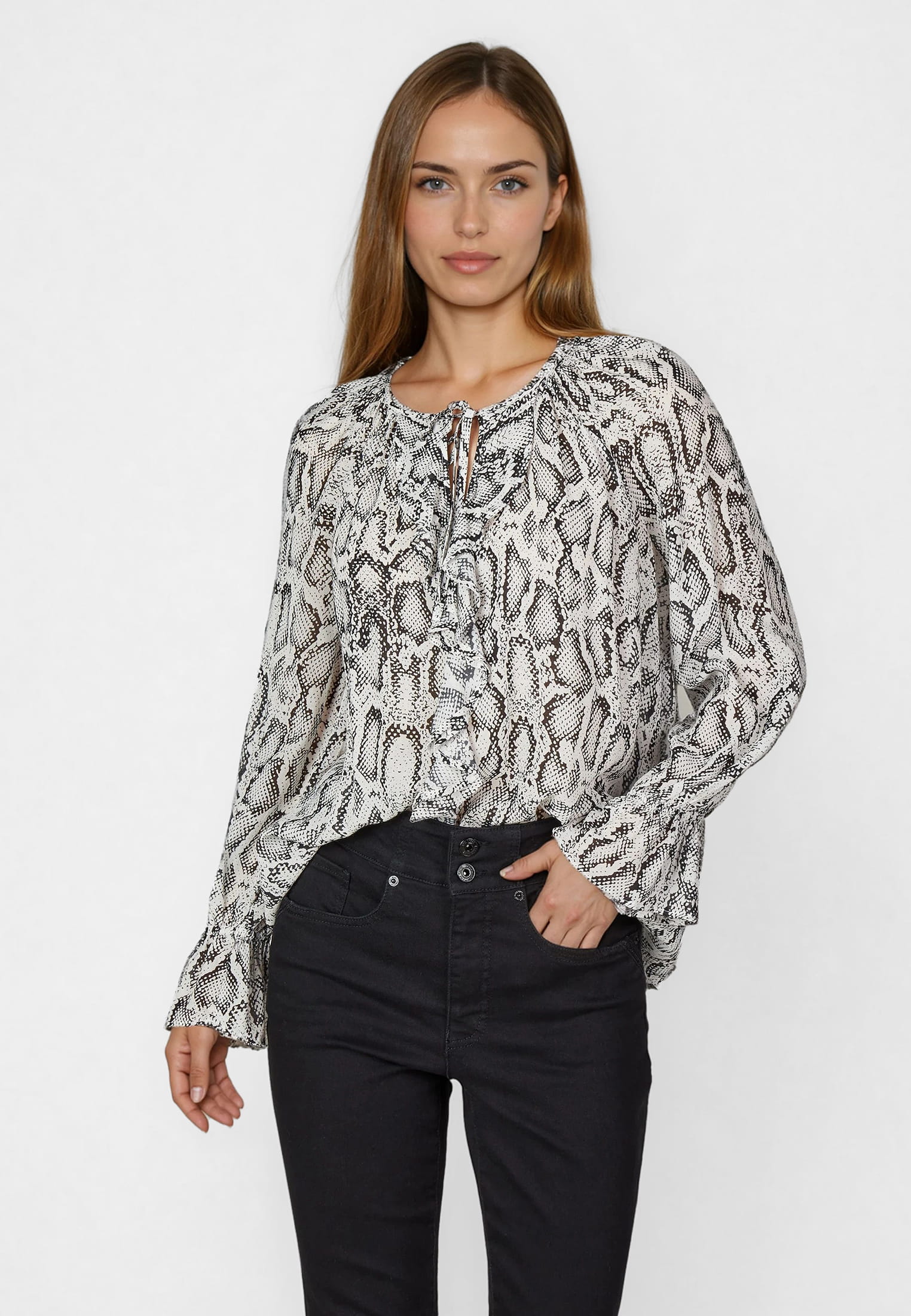 MARC AUREL Bluse mit Snakeprint aus Viskose Chiffon