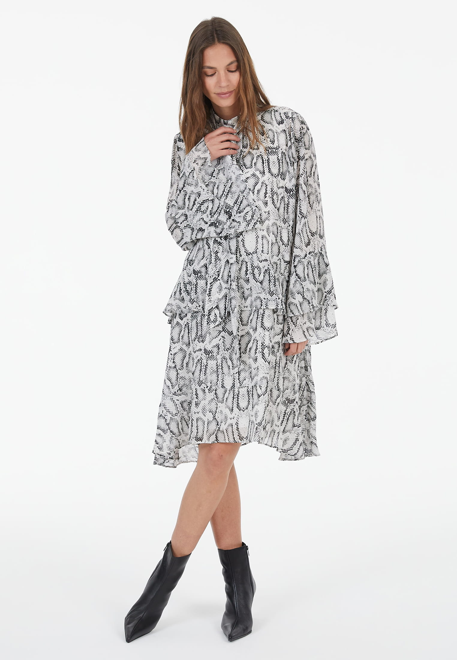 MARC AUREL Kleid mit Snakeprint aus Viskose Chiffon