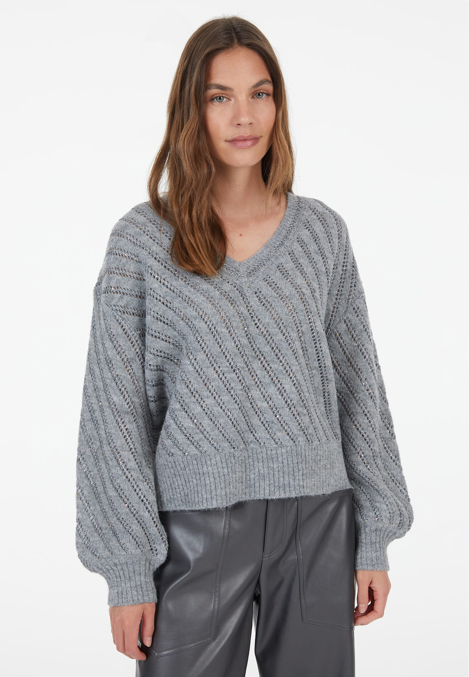 MARC AUREL Alpaka-Pullover mit Pailletten-Muster