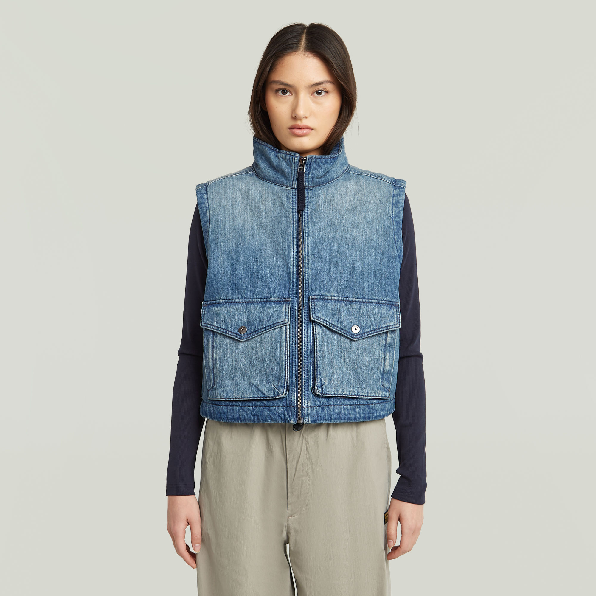 G-Star RAW 2-Pocket Padded Zip Bodywarmer - Midden blauw - Dames