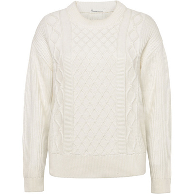 KnowledgeCotton Apparel Dames Cotton Cable Crew Neck Trui