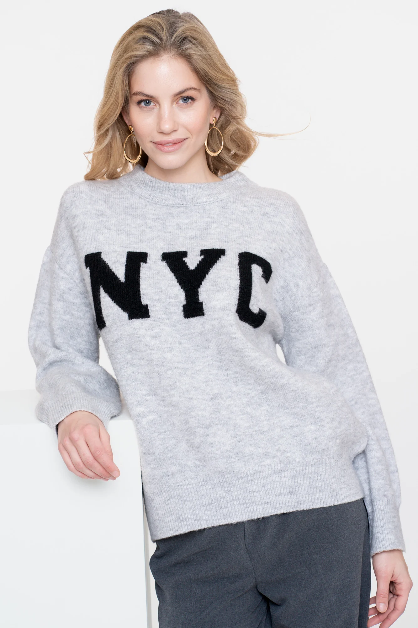Geisha 54561-23 925 pullover nyc grey/black