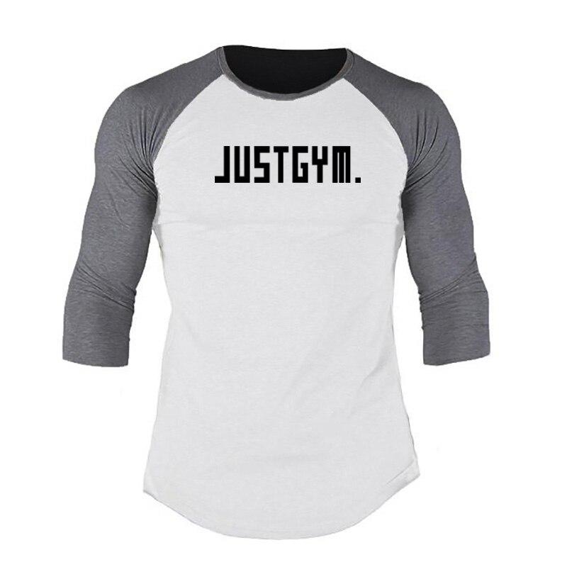 Muscleguys Nieuwe mode katoenen herfstkleding stiksels T-shirt heren slim top dieptepunt shirt met halve mouwen XXL