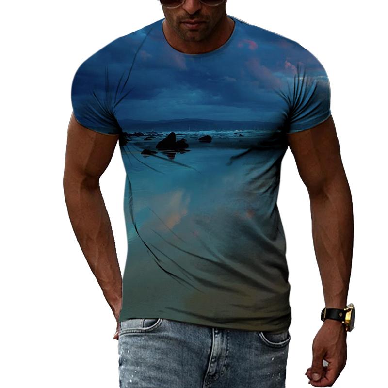 ETST WENDY 05 Nieuwe 3D trendyol mannen Natuurlijke Landschap grafische t-shirts Zomer Mode Hiphop Casual Print T-shirt Persoonlijkheid Knappe Tee Top XXL