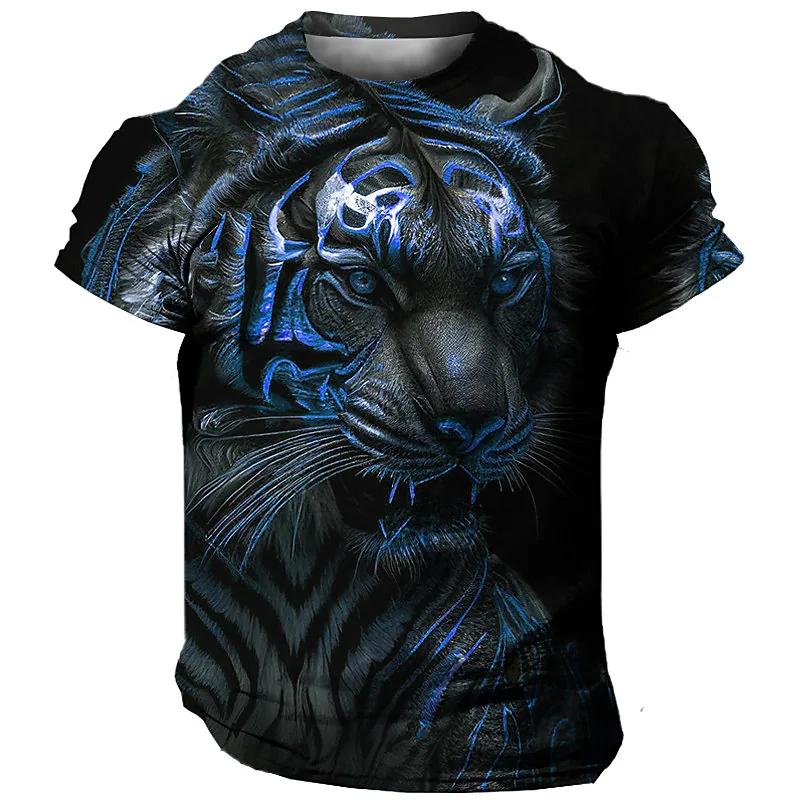 ETST 07 Oversized heren T-Shirt 3D Tijgerprint Tees Tops Zomer Casual Heren Dier Patroon T-shirt Streetwear Sneldrogende mode Kleding S