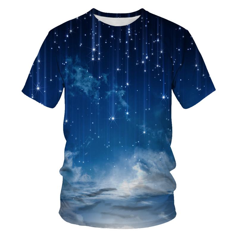 Xin nan zhuang Zomer Briljante Sterrenhemel grafische t-shirts Voor Mannen Mode Universum Planeet Patroon T-shirt Persoonlijkheid Hip Hop Print t-shirts XXL