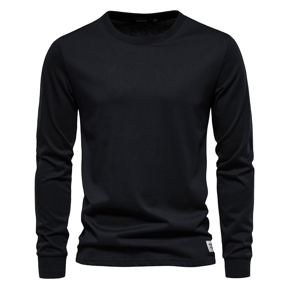 AIOPESON Men Fashion AIOPESON Effen Kleur Katoenen T-shirt Mannen Casual O-hals Lange Mouwen Heren T-shirts Nieuwe Herfst Hoge Kwaliteit Kleurrijke T-shirt voor Mannen M 60-70 kg