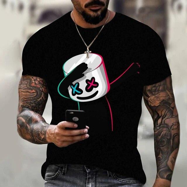 Baibao QIQI Mode Zomer Man T-shirt Gezicht 3D Print T-shirt Casual Korte Mouwen heren Trendy Kleding Man Plus Size oversized 6XL XL