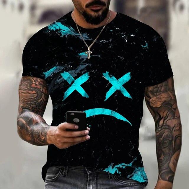 Baibao QIQI Mode Zomer Man T-shirt Gezicht 3D Print T-shirt Casual Korte Mouwen heren Trendy Kleding Man Plus Size oversized 6XL XXL