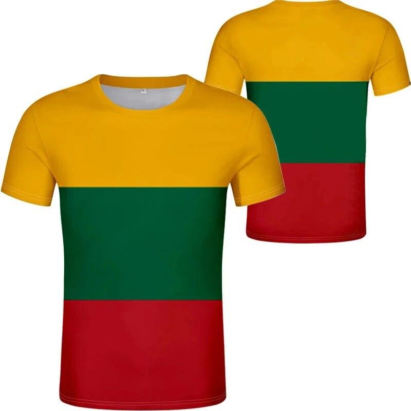 Xin nan zhuang Litouwse Nationale Embleem Vlag T-shirt 3D Print Harajuku Casual Ronde Hals Korte Mouw T-shirts Mannen Kleding Mannelijke Camisetas 6XL