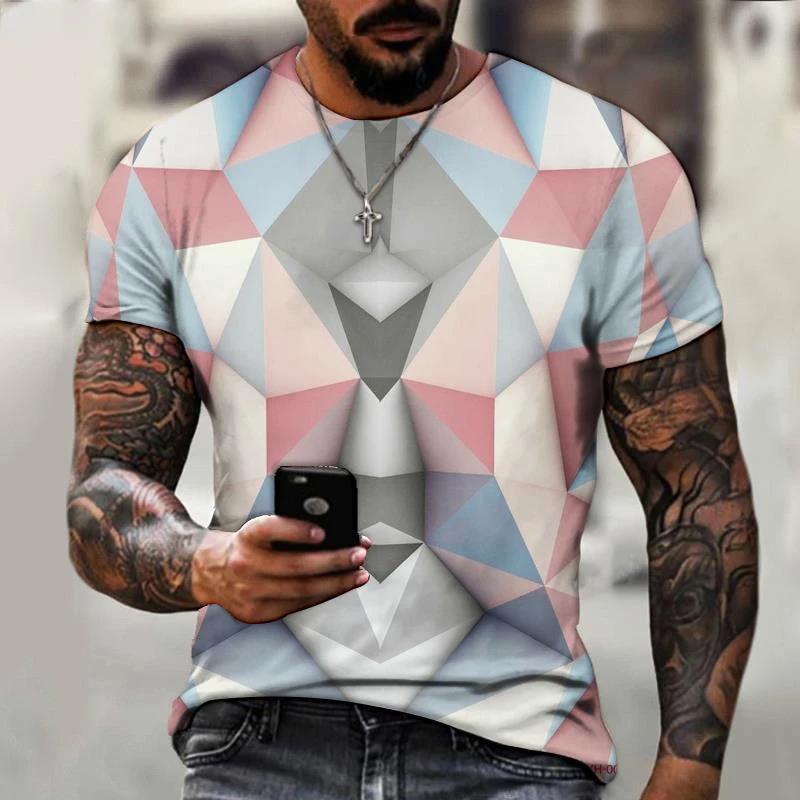 Chengyu Mode Hip Hop T-shirt Harajuku Street 3D Diamant Print Patroon Heren Zomer Vrije Tijd Sport Kleding Top Korte Mouw T-shirt L