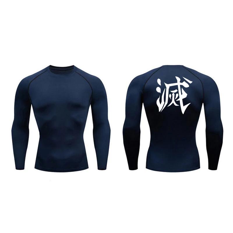 Xin nan zhuang Demon Slayer Print Compressie Shirts voor Heren Gym Workout Fitness Ondershirts Korte Mouw Snel Droog Atletische T-shirts T-shirt Tops XL