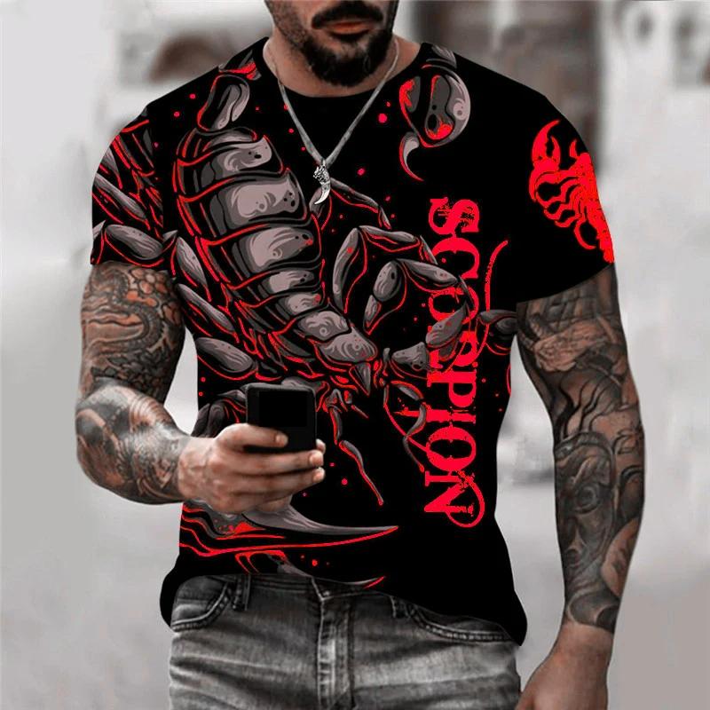 Transmission of love Scorpion Grafisch Heren Trend T-shirts Korte Mouw O-hals Straat 3D Dierenprint Heren T-shirt 6XL Grote Maat Zomer Casual Tops 3XL