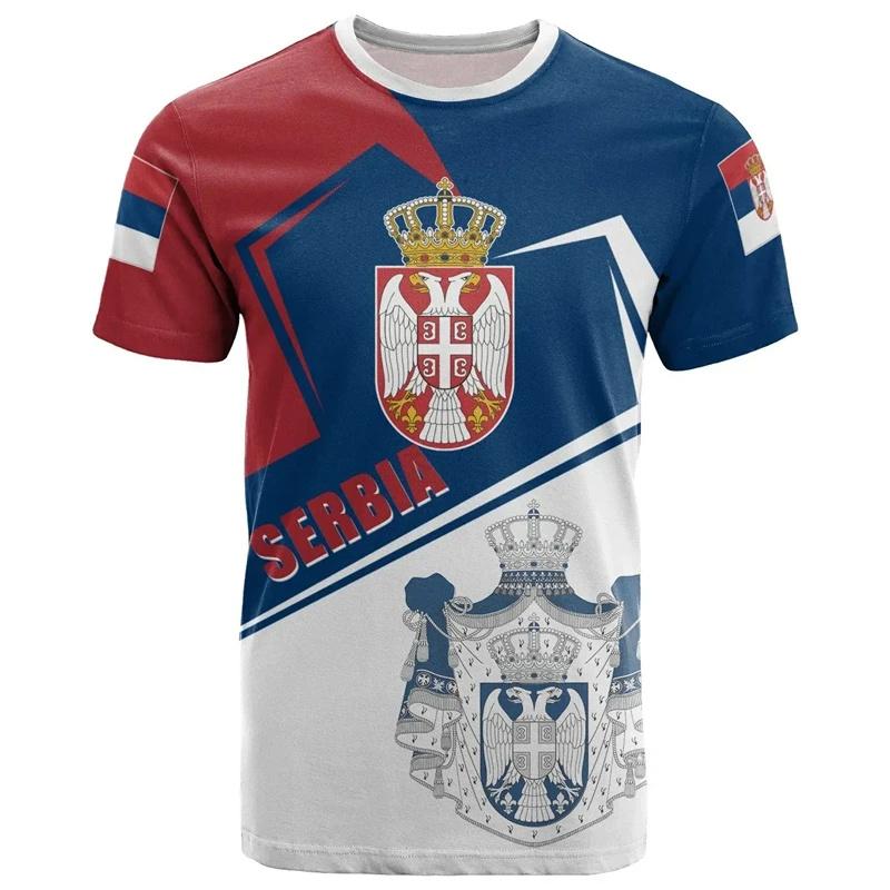 ETST WENDY 005 Servische vlag grafische T-shirts mode Servisch nationaal embleem 3D bedrukt T-shirt voor heren streetwear sport oversized T-shirt tops L