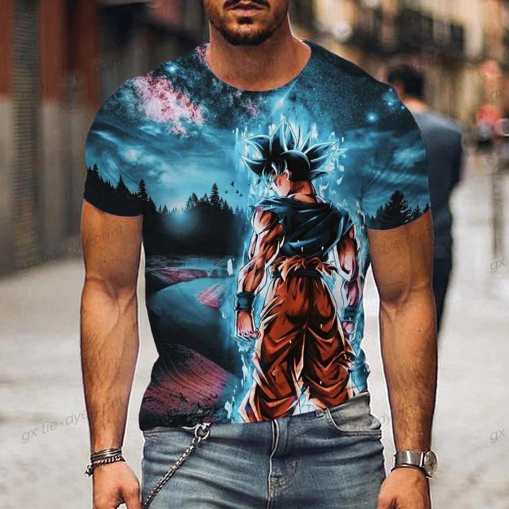 ETST 011 2024 Dragon Ball Z Oversized Heren T-shirt Heren T-shirt Trend Goku Kinder Vegeta Kleding Korte Mouw XL