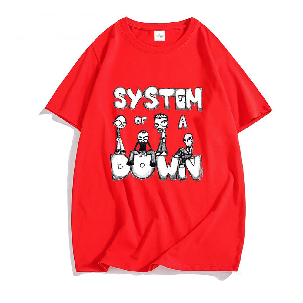 Planet clothing wholesale System of A Down Shirts 100% Katoen Zomer T-shirt Creatieve Grafische T-shirt Print Heren Streetwear T-shirt Retro Band Casual Tees L