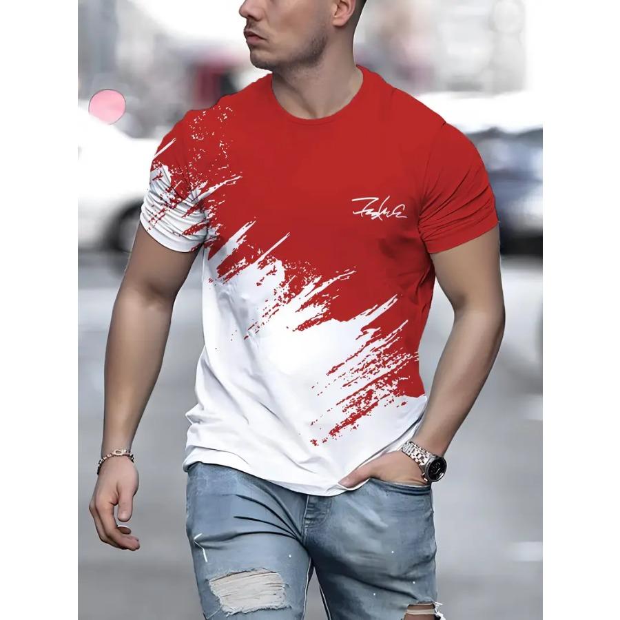 WowClassic Stijlvol T-shirt met grafische print voor heren - Comfortabel, ademend, top met korte mouwen voor dagelijkse zomeractiviteiten - Casual, modieus en veelzijdig T-shirt voor heren 2XL
