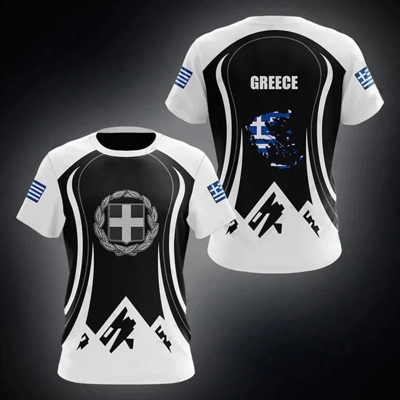 Xuhaijian02 Heren t-shirt Hellas T-shirt voor heren Geometrische lijn Griekse vlag Nationaal embleem Print Heren t-shirts Tops Kinder t-shirt Herenkleding XL