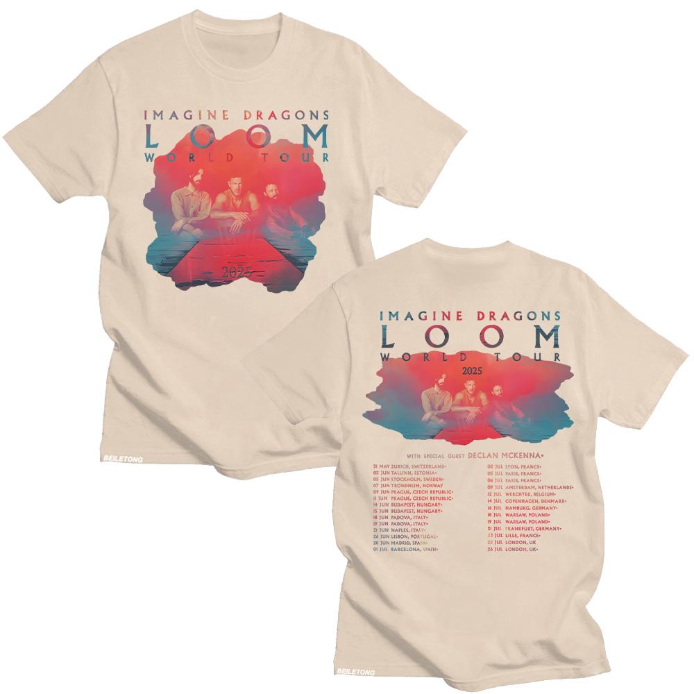 Trendy discount Imagine Dragons Band Loom Tour 2025 Nieuwe T-shirts Heren Dames Mode Hip Hop Retro T-shirt Katoen Korte Mouw Tees Esthetische Tops S