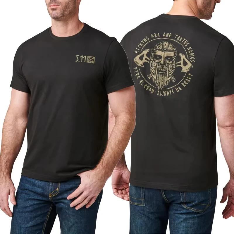 The best product for you 2025 High Quality USA 5.11 Tactical Men T-Shirt Cotton Printed Round Neck Fitness Training Round-neck Short Sleeved Shirt XL