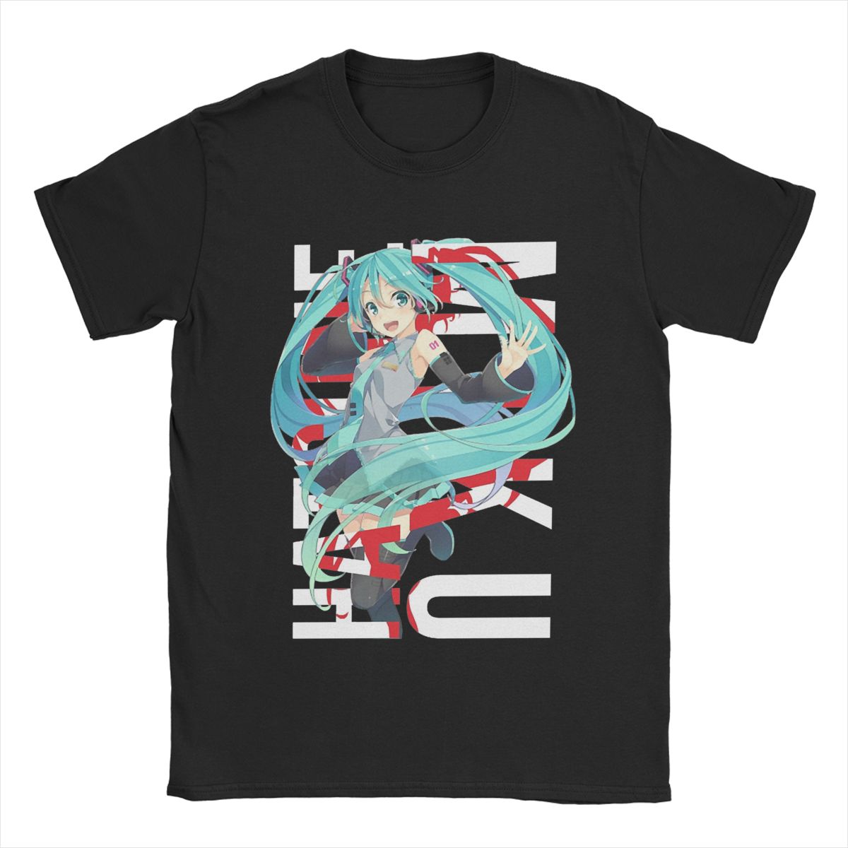 ZheXiong TEE 25 New Fashion Popular T-Shirt Unisex Crew Neck Short Sleeve T-Shirt Hatsune Miku Anime Cotton Print T-Shirt Y2K L