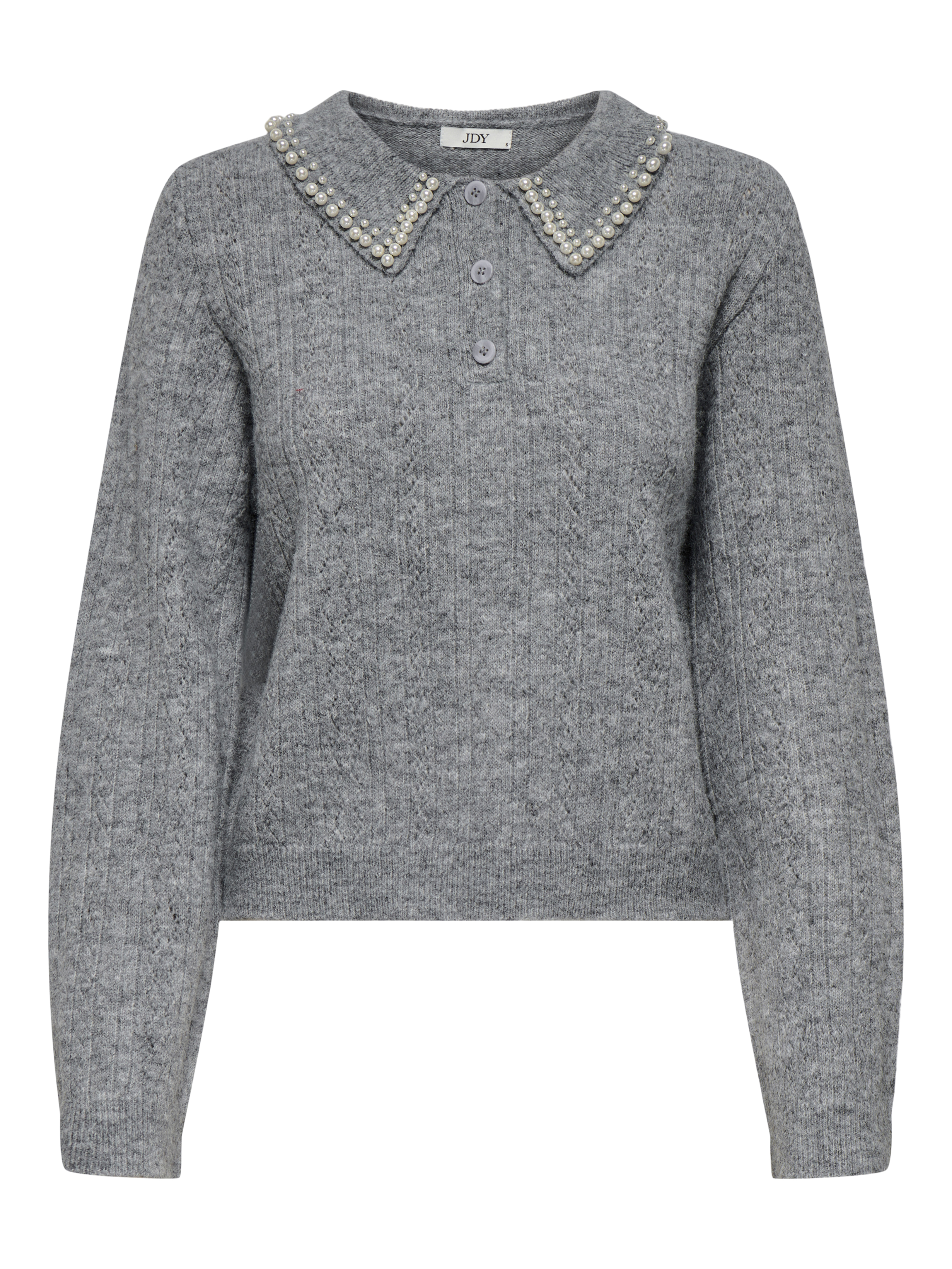 Jacqueline de Yong april life l/s pearl collar pull 15351838 medium grey melange